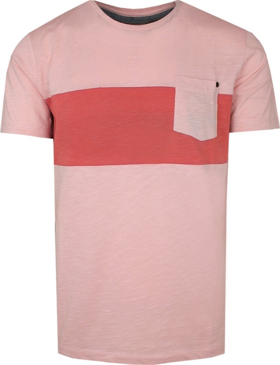 Różowy t-shirt Porthal z krótkim rękawem z bawełny w stylu casual