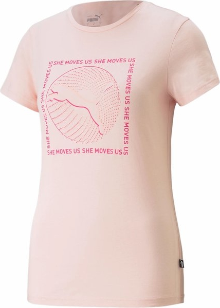 Różowy t-shirt Puma z bawełny w sportowym stylu