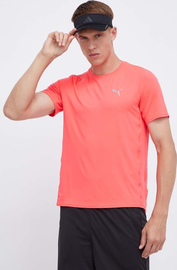 Różowy t-shirt Puma z krótkim rękawem w sportowym stylu
