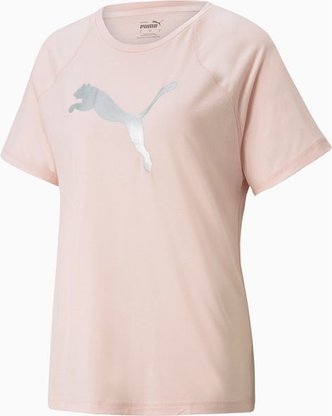 Różowy t-shirt Puma z nadrukiem z okrągłym dekoltem
