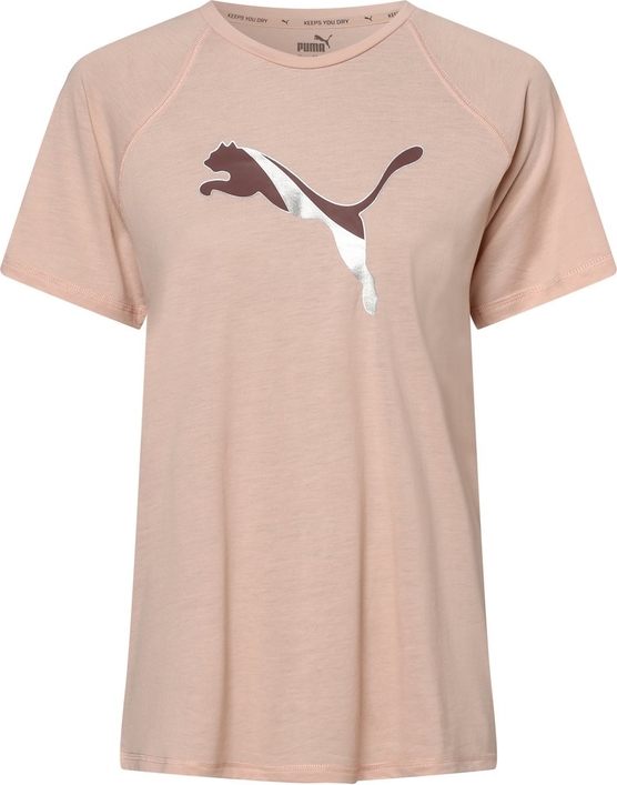 Różowy t-shirt Puma z okrągłym dekoltem z krótkim rękawem