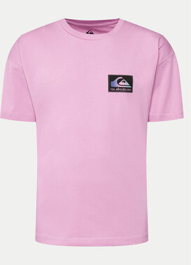 Różowy t-shirt Quiksilver w stylu casual z krótkim rękawem