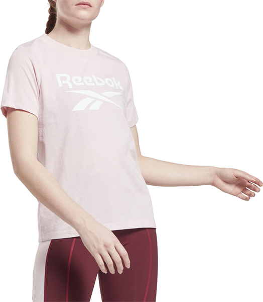 Różowy t-shirt Reebok z krótkim rękawem z bawełny