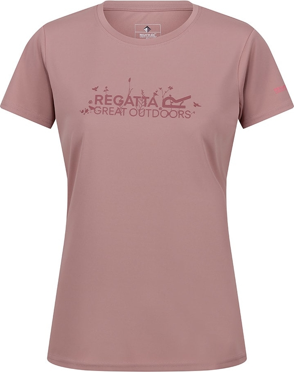 Różowy t-shirt Regatta z krótkim rękawem w młodzieżowym stylu z okrągłym dekoltem