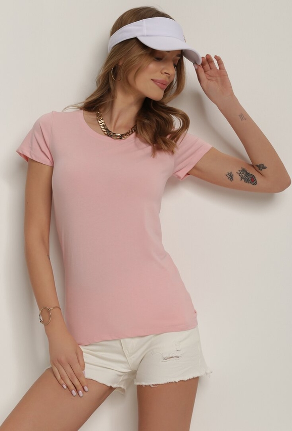 Różowy t-shirt Renee z krótkim rękawem