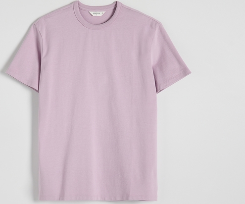 Różowy t-shirt Reserved w stylu casual z bawełny z krótkim rękawem