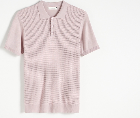 Różowy t-shirt Reserved w stylu casual z krótkim rękawem z tkaniny