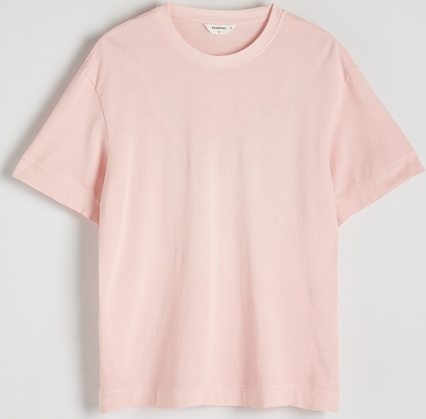 Różowy t-shirt Reserved z bawełny