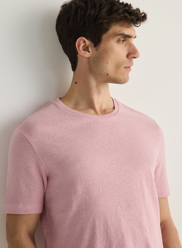 Różowy t-shirt Reserved z krótkim rękawem