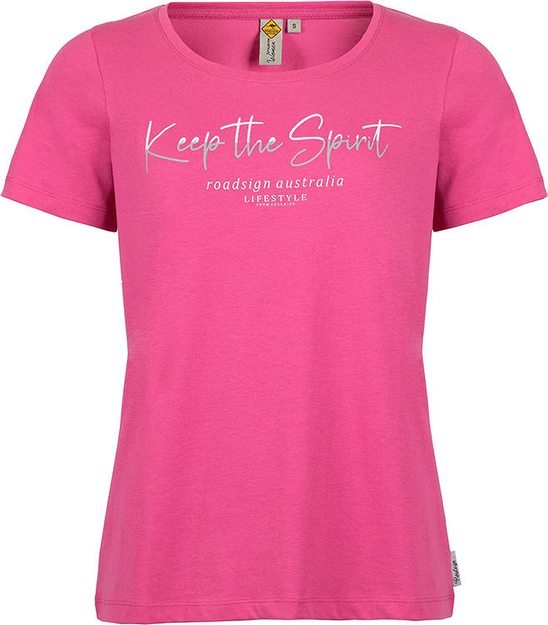 Różowy t-shirt Roadsign z krótkim rękawem w młodzieżowym stylu