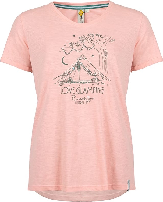 Różowy t-shirt Roadsign z krótkim rękawem z okrągłym dekoltem z bawełny