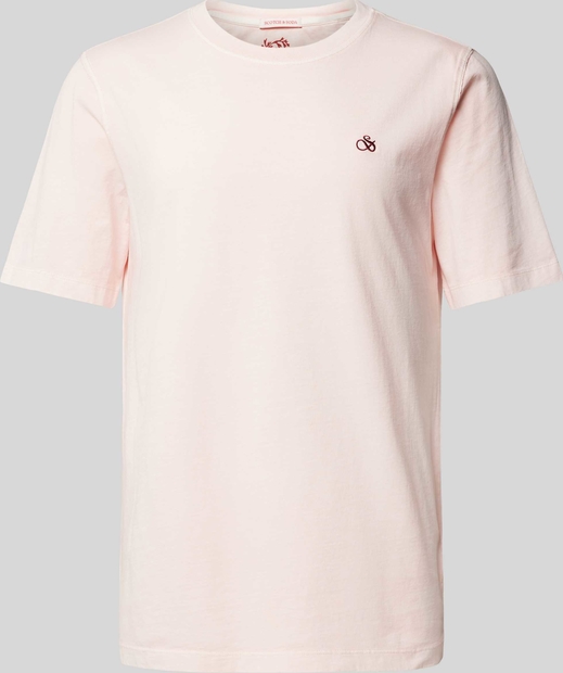 Różowy t-shirt Scotch & Soda z bawełny z krótkim rękawem
