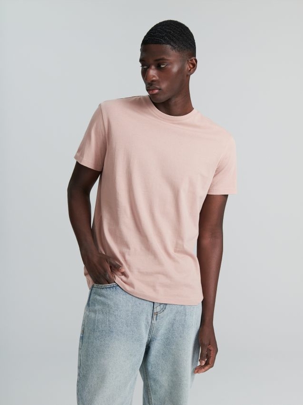 Różowy t-shirt Sinsay z bawełny w stylu casual