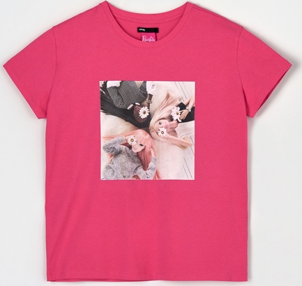 Różowy t-shirt Sinsay z krótkim rękawem w młodzieżowym stylu