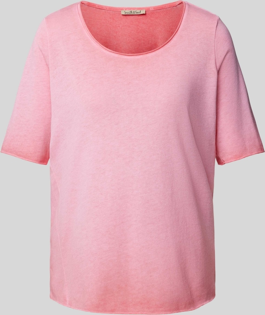 Różowy t-shirt Smith And Soul w stylu casual z bawełny z okrągłym dekoltem