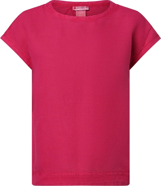 Różowy t-shirt STREET ONE z krótkim rękawem z bawełny w stylu casual