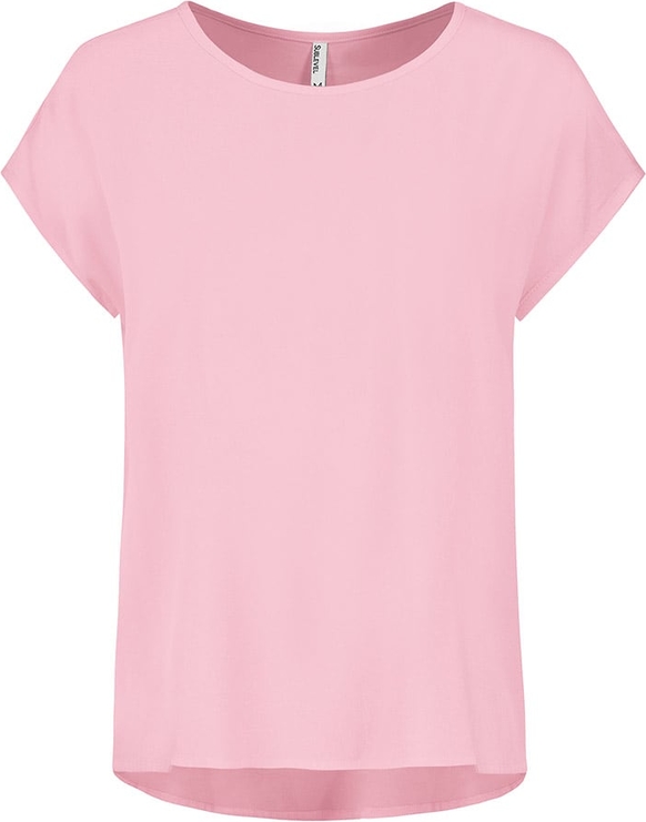 Różowy t-shirt SUBLEVEL z okrągłym dekoltem z krótkim rękawem w stylu casual