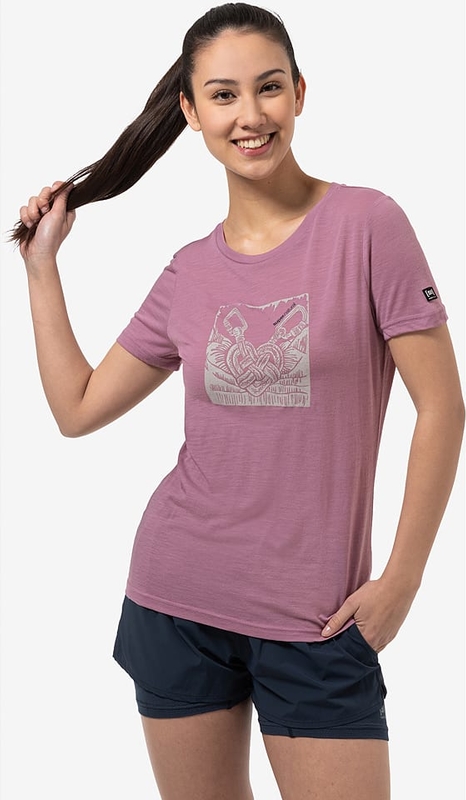 Różowy t-shirt super.natural z okrągłym dekoltem w młodzieżowym stylu