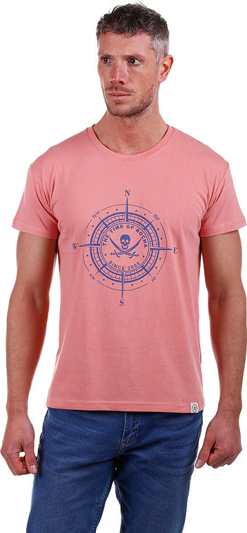 Różowy t-shirt The Time Of Bocha z nadrukiem w młodzieżowym stylu