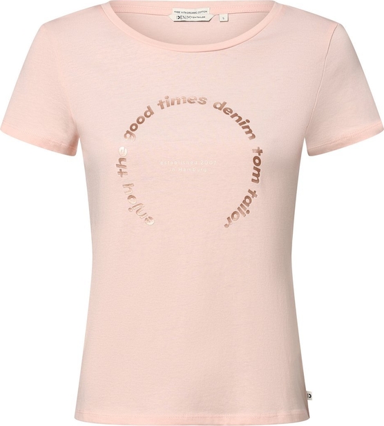 Różowy t-shirt Tom Tailor Denim w młodzieżowym stylu z dżerseju