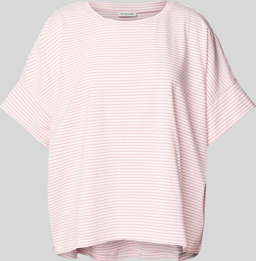 Różowy t-shirt Tom Tailor z krótkim rękawem w stylu casual
