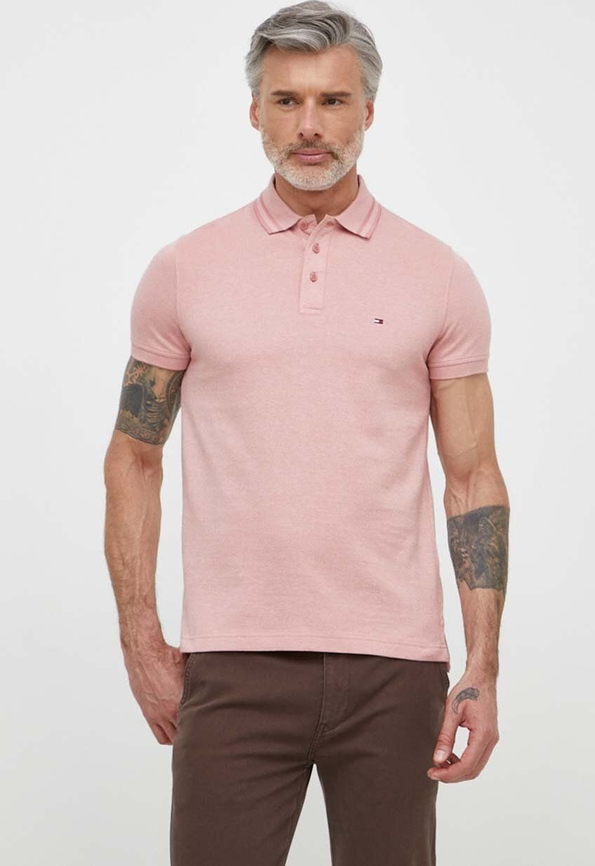 Różowy t-shirt Tommy Hilfiger w stylu casual z bawełny