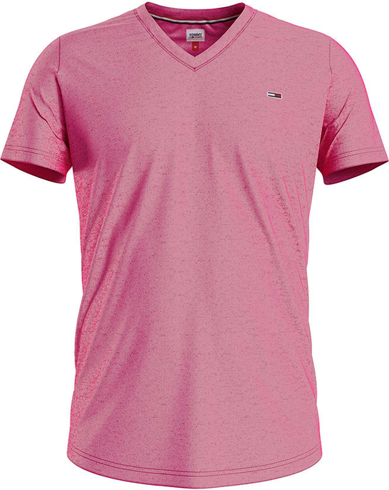 Różowy t-shirt Tommy Jeans z krótkim rękawem z bawełny