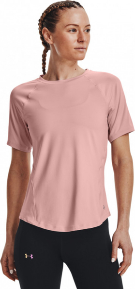 Różowy t-shirt Under Armour w sportowym stylu z okrągłym dekoltem z krótkim rękawem