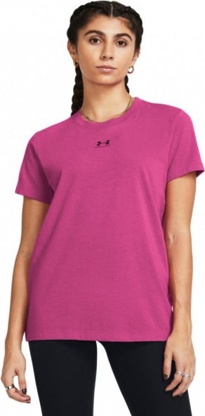 Różowy t-shirt Under Armour z bawełny z krótkim rękawem