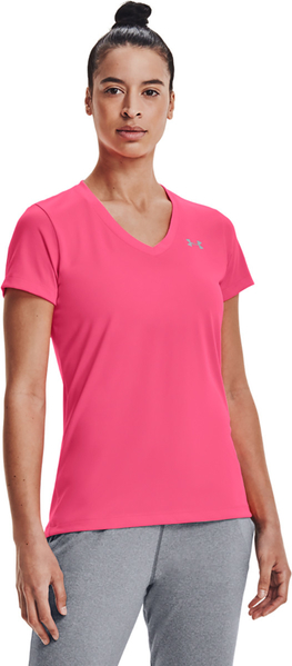 Różowy t-shirt Under Armour z krótkim rękawem w sportowym stylu