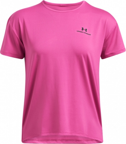 Różowy t-shirt Under Armour z okrągłym dekoltem w sportowym stylu z krótkim rękawem