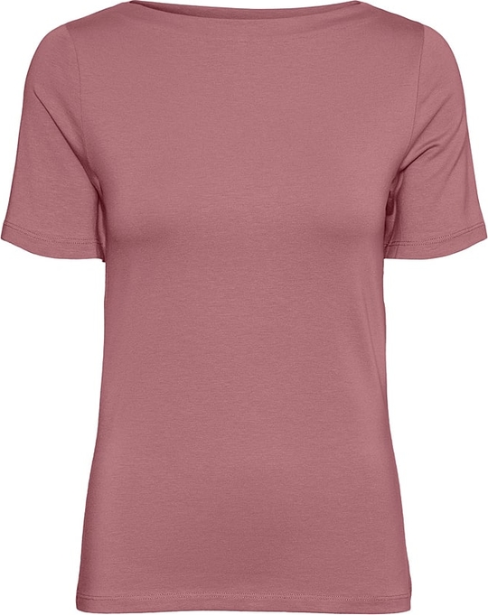 Różowy t-shirt Vero Moda z krótkim rękawem w stylu casual