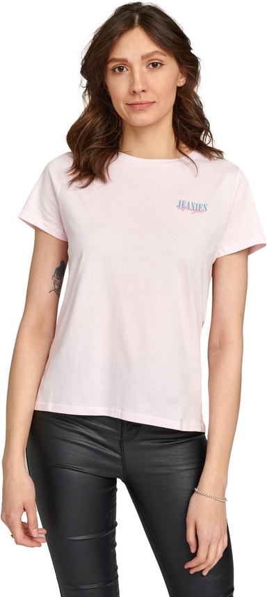 Różowy t-shirt Wrangler z krótkim rękawem z okrągłym dekoltem