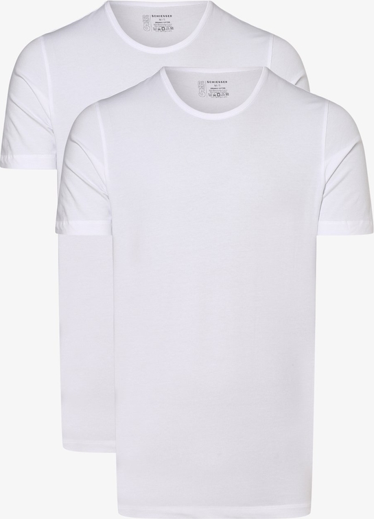Schiesser T-shirty pakowane po 2 szt. Mężczyźni Bawełna biały jednolity