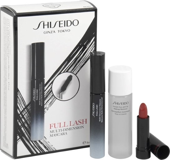Shiseido, Set, Mascara Full Lash Multi - Dimension BK901 Black, tusz do rzęs, 8 ml + Rouge Rouge RD501, pomadka do ust, 2,5g + Instant Eye Lip Makeu..