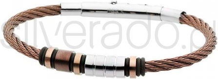 Silverado brązowa bransoletka męska z linek-kabla z pierścieniami w trzech kolorach 77-ba247