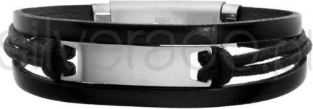 Silverado Czarna bransoleta z bawełnianym sznurkiem - 77-BA547B