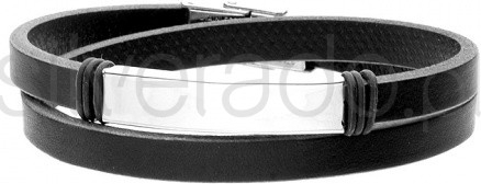 Silverado Czarna bransoleta z grubej skóry ze stalowym elementem - 77-BA591B