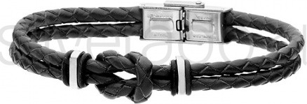 Silverado Czarna bransoleta z plecionego rzemienia z marynarskim wzorem - 77-BA590B
