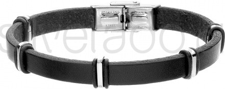 Silverado Czarna bransoletka dla mężczyzn ze skóry - 77-BA581B