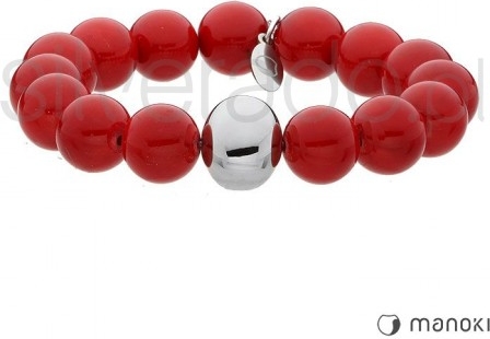 Silverado czerwona, elegancka bransoletka z jadeitów z kulą ze stali szlachetnej 77-ba350c