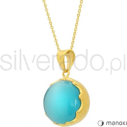 Silverado piękny naszyjnik w kolorze 14k złota z dużym niebieskim kocim okiem 77-wa270gn