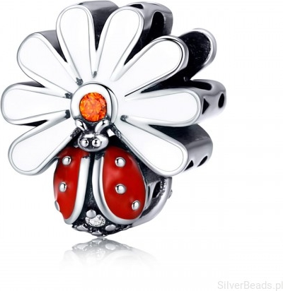 SilverBeads.pl G073 Biedronka kwiat charms koralik beads srebro 925