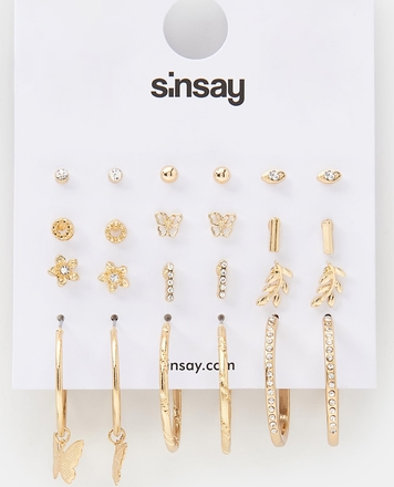 Sinsay - Kolczyki 12 pack - Złoty