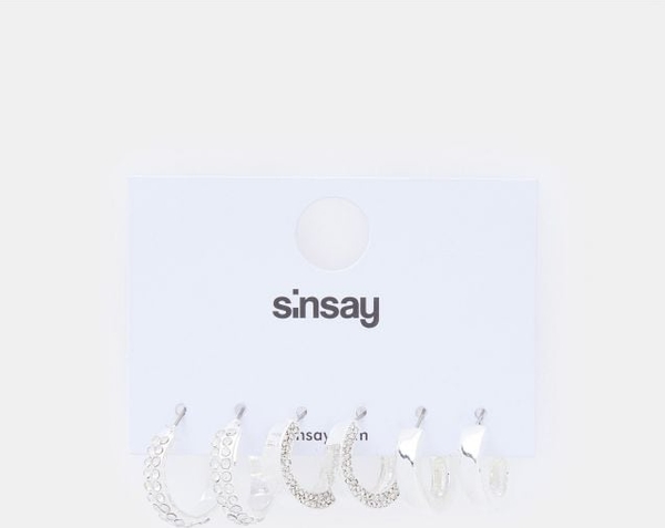 Sinsay - Kolczyki 3 pack - srebrny