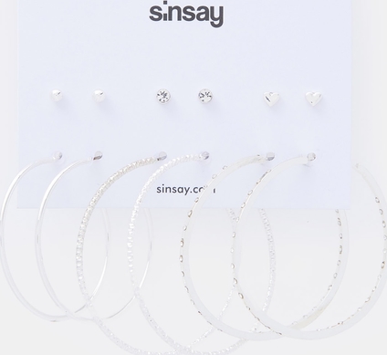 Sinsay - Kolczyki 6 pack - srebrny