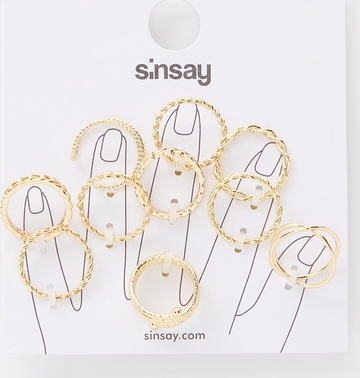 Sinsay - Pierścionki 10 pack - Złoty
