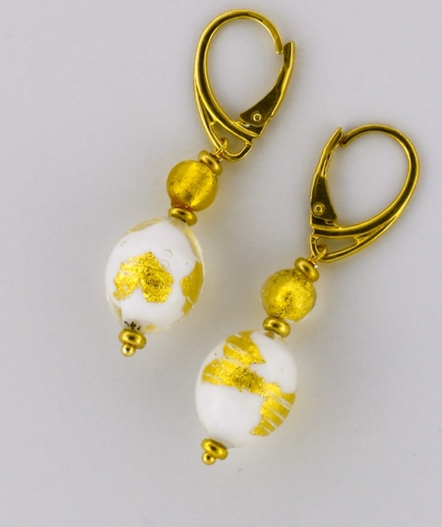 Skarby Murano Kolczyki Biało-Złote - biżuteria szkło Murano
