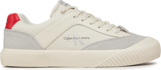 Sneakersy Calvin Klein Jeans Skater Vulc Low Mix Mg Btw YM0YM00916 Creamy White/Oyster Mushroom/Flery