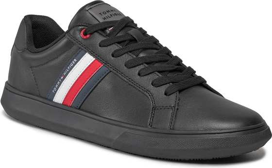 Sneakersy Tommy Hilfiger Essential Leather Cupsole FM0FM04921 Triple Black 0GK